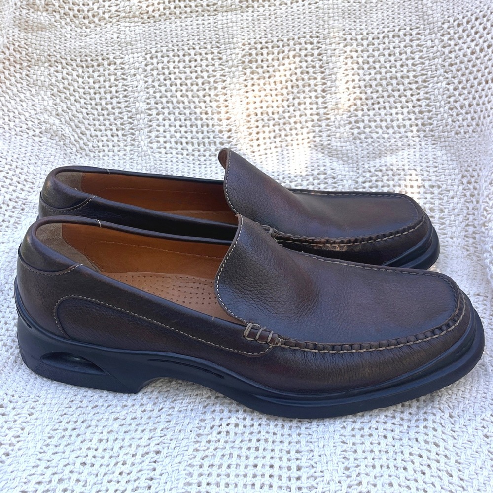 Cole Haan Mens Brown Leather Dress shoes Nike Air Moc Toe Slip on Loafers 11 M